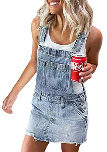 Onsoyours Lady Donna Estate Lavato Risvolto Denim Salopette Corta Pantalone di Jeans Tuta Corta con Elastico A Blu 38
