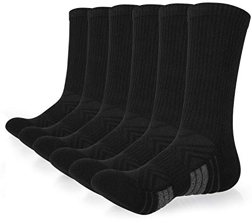 coskefy Sportsocken, Socken Herren Damen 43-46 39-42 35-38 47-50 6 Paare Tennissocken, Atmungsaktive Baumwollsocken für Fitness Tennis Trekking Laufen Alltag, Schwarz