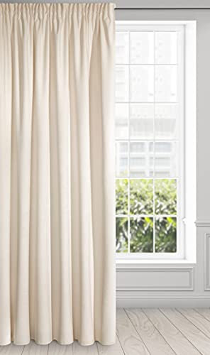 Eurofirany RIA Blickdicht Samtvorhang mit Kräuselband -1 STK. Einfarbig Thermogardine, Verdunklungsgardine, Wohnzimmer, Schlafzimmer, Lounge, 290 g/m2, 140x270 cm, Hellbeige