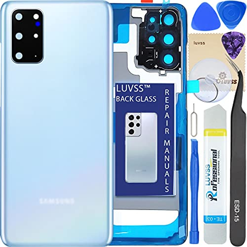 LUVSS Akkudeckel für Samsung Galaxy S20+ Plus Rückseite Glas Deckel Original Backcover Ersatz Reparatur Set SM-G986B G985B -Blau