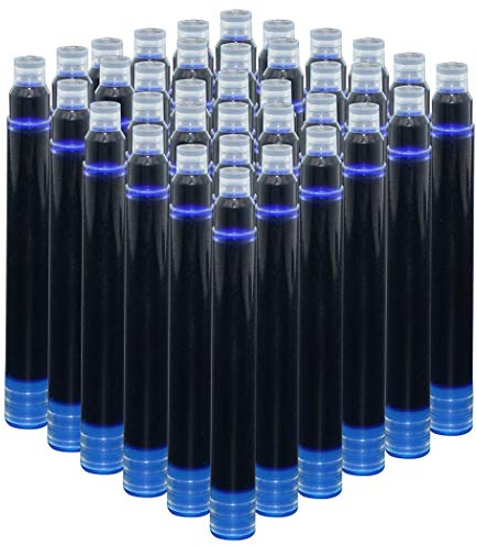 Jinhao Fountain Pen Ink Cartridges Blue Color, Set of 50 Refill Ink Cartridges International Standard Size, 2.6 mm Bore Diameter