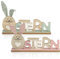 COM-FOUR® 2X Deko Aufsteller für Ostern - Schriftzug mit Osterhasen - Osterdeko zum Hinstellen - Osterdekoration aus Holz