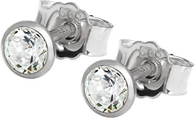 NKlaus Paar Ohrstecker Weiß Gold 585 14 Karat Gold Ohrring Kristall Zirkonia Weiß 2074