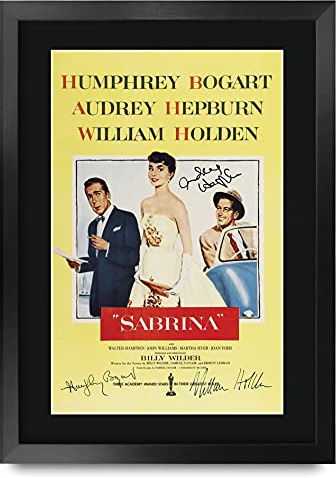HWC Trading FR A3 Sabrina Audrey Hepburn Humphrey Bogart Geschenke Geduckter Poster Signiertes Autogramm Foto für Fans von Film Memorabilien - A3 Framed