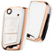 OATSBASF Autoschlüssel Hülle & Schlüsselbox Cover für VW Golf 7/Polo/Tiguan MK7/Skoda - Premium TPU-Schutz, scratchfest, flexibel & elegant (Goldener Rand-Weiß)