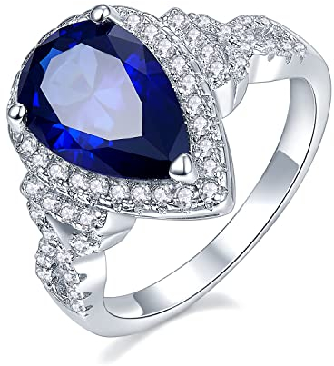 Ringe für Damen,Saphir Ringe, Verlobung Ring S925 Sterling Silber Zirkonia Damen, Silberringe Damenring Antragsring Ringe, Verlobungsring Eheringe Promise,Damen Schmuck (19)