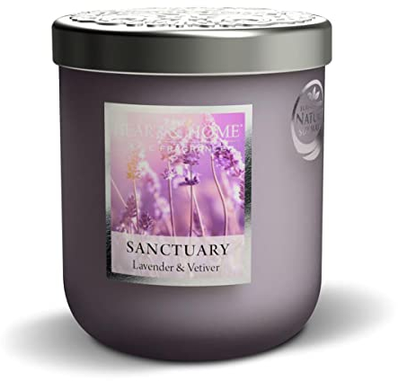 Heart & Home Duftkerze im Glas, 115 g / 30 h, Duft geheimer Garten (Lavendel und Vetiver)