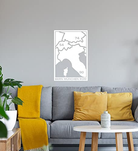 Adesivo da parete con scritta in lingua tedesca Weltmeister München, Rom, bianco, 40 x 60 cm