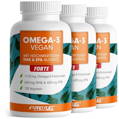 Omega-3 vegan INTENSE - 360 Kapseln - 2000 mg Algenöl pro Tag - hochdosiert mit 630mg DHA + 420 mg EPA - vegane Omega-3 Algenöl Kapseln - DHA:EPA Verhältnis 3:2 - laborgeprüft mit Analyse-Zertifikat