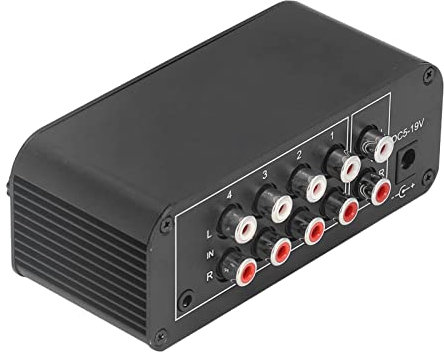 4 Channel Line Mixer, Stereo Sound Mixer 4 Channel Input And Output Mini Audio Mixer with Separate Volume Controls for Headphones, for Home Small Club or Bar