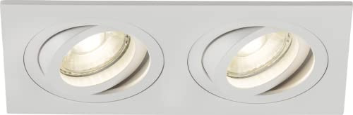 Knightsbridge GU10 Ambar Twin Tilt Square Downlight White