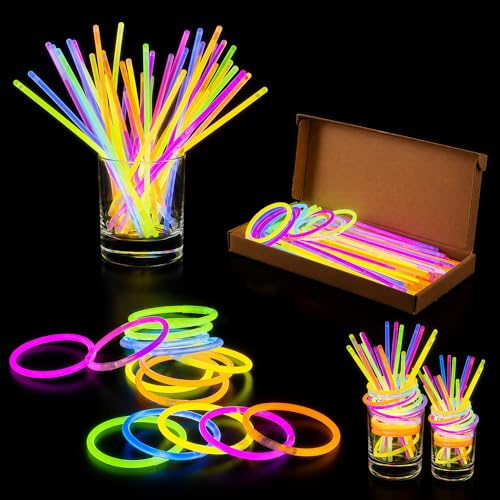 WedDecor 50 Stück Neon-Leucht-Armbänder für Halloween | Tragbares Leuchtzubehör für Süßes oder Saures, Clubs und Fotokabinen