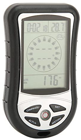 Digitale 8 in 1 Multifunktionen LCD Kompass, Präzise Messung, Abnehmbares Trageband, Höhenmesser Kompass, Thermometeruhr, Digitaler Handkompass für Outdoor Aktivitäten