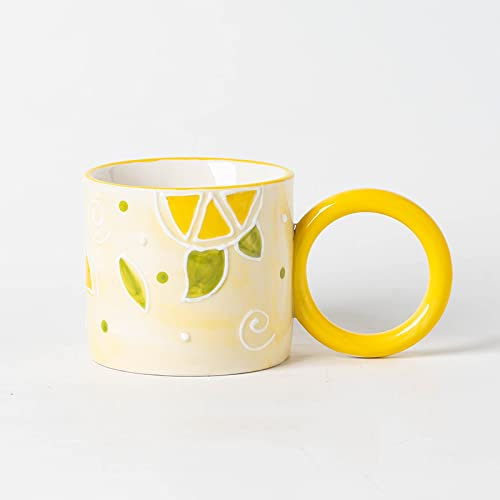 DECRZPB Kaffeetasse aus Keramik Zitrone Teetasse Keramik Kaffeetasse Milchsaftbecher Geburtstagsgeschenk für Büro und Zuhause