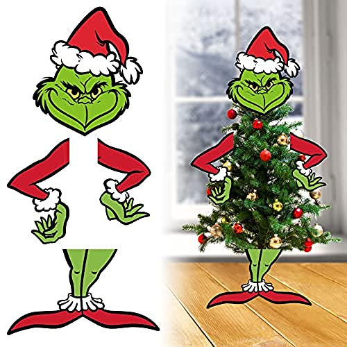 JQTOP Puntale Grinch per Albero di Natale, Decorazioni Natalizie per Piccoli Alberi