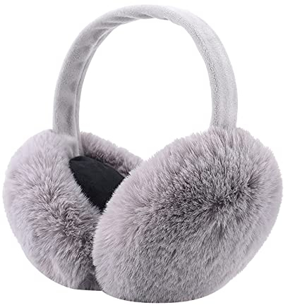 GZYshoyao Faux Kaninchen Pelz hängen Ohr Abdeckung Warm Winter Ohrenschützer Kopfbedeckung Ohrenschützer Pelz Ohrenwärmer Mädchen Ohrenwärmer Falten für Männer und Frauen (Grey, A)