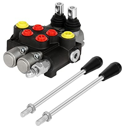 2 Spool 13 GPM Hydraulic Control Valve G Ports Adjustable Relief Lever Handle Double Acting Parallel Center Tractor Loader W/Joystick Small Tractors/Tanks Loaders Log Splitters
