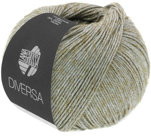 LANA GROSSA Diversa | Leichtes Baumwoll-Mischgarn mit zartem Melange-Effekt | Handstrickgarn aus 74% Baumwolle & 26% Viskose | 50g Wolle zum Stricken & Häkeln | 210m Garn FB 14