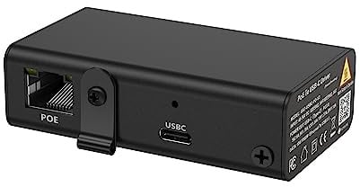 PoE Texas Gigabit PoE+ to USB-C Adapter - 25 Watt Power and Data Delivery - Active IEEE 802.3at Power and Ethernet Adapter with an Aluminum Housing for iPad Pro 12.9, Surface Go, Galaxy Tab at Kiosks