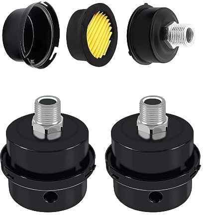 2 Pezzi Silenziatore per Filtro Aria, Silenziatore per Filtro Aria Nero in Metallo, Silenziatore Compressore Aria a Filetto 3/8 16MM, Silenziatore Compressore Aria, per le Caldaie del Compressore