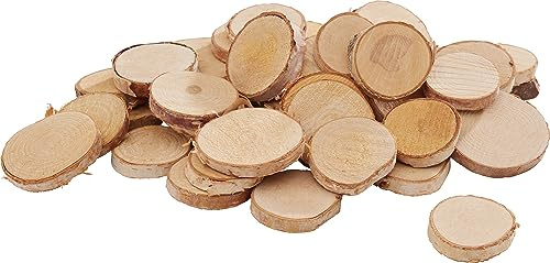 VBS Birkenscheiben-Mix Rund 2.5-5.0 cm Baumscheiben 250 g Naturmaterial Stärke 8 mm Ideal für Bastelprojekte und Dekoration