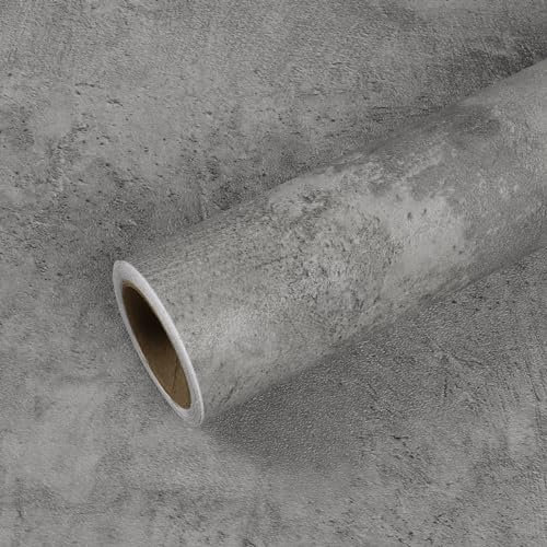 VEELIKE Grey Concrete Wallpaper Vintage Cement Contact Paper Industrial Concrete Effect Sticky Back Plastic Grey Vinyl Wrap for Kitchen Worktop Thick Lining Paper for Walls Bathroom Kitchen 40cm×300cm