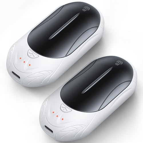 OUTJUT Chaufferette Main Rreutilisable 2 Pack, Chauffe Main électrique 6000mAh Chauffe-Poches Portable 3 Modes de Chauffage Rapide pour Sport en Plein Air Golf Camping en Hiver (Noir et Blanc)