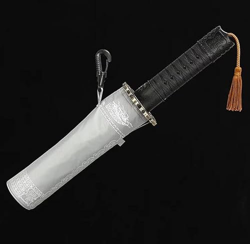 ysrpoud Samurai Katana Paraguas diseñada con una cómoda manija en Forma de Espada de Samurai, Mango de Bolsillo de Bolsillo de Bolsillo de Hombre pequeño Plegable.,Blanco