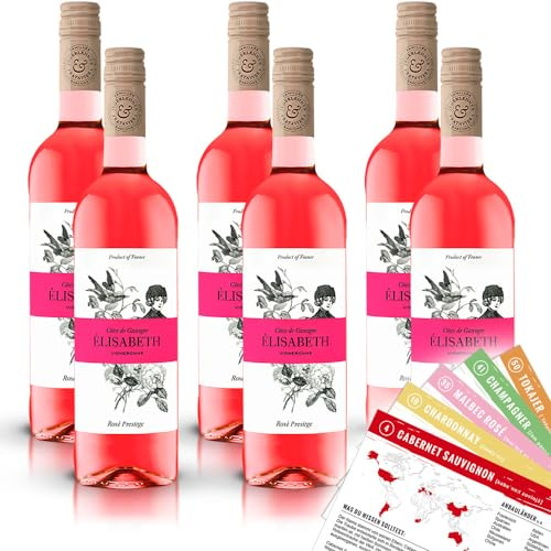 Elisabeth Rosé Prestige, Côtes de Gascogne IGP, trocken, sortenreines Weinpaket + VINOX Winecards (6x0,75l)