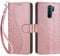 Handyhülle für Xiaomi Redmi Note 8 Pro Hülle, Premium PU Leder Flipcase Magnetverschlüsse Schutzhülle Klapphülle mit Kartenhalter Faltbare Brieftasche Hülle für Redmi Note 8 Pro Handyhülle - Roségold