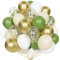 Ballons Vert Sauge et Blanc, 60 Pcs 12 Pouces - Métallisé Doré avec Confettis Dorés - Ballons Latex pour Anniversaire, Mariage, Fête, Baby Shower - Décoration Anniversaire