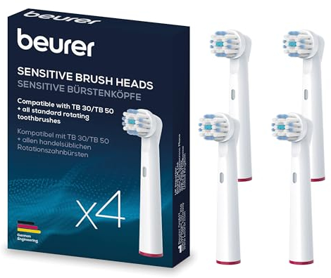 Beurer TB 30/50 Cabezales de cepillo de dientes Sensitive, Pack de 4