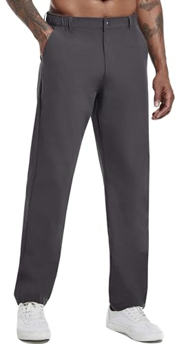 Boyzn Men's Golf Pants with 5 Pockets Lightweight Stretch Quick Dry Casual Travel Work Dress Pants Deep Grey02-30