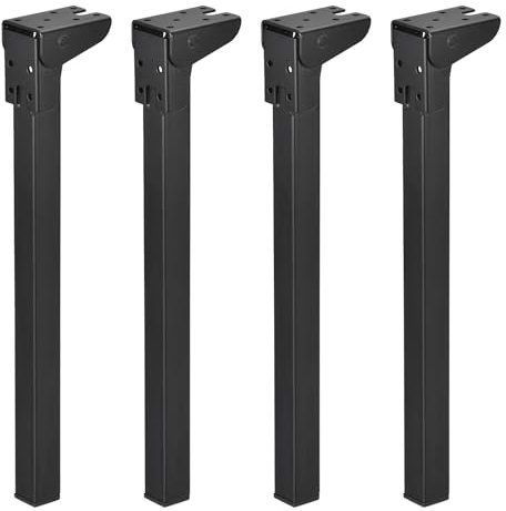 sourcing map Lot de 4 pieds de table pliables en métal de 35 cm pour bureau, canapé, lit
