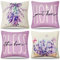 DakTou Kissenbezug 50x50 Outdoor Sofakissen Lila Blumen Kissenhülle Lavendel Leinen Home Bless Pflanze Kissenhülle Quadratische Dekokissen bezüge für Sofa Garten Terrasse 4er-Set