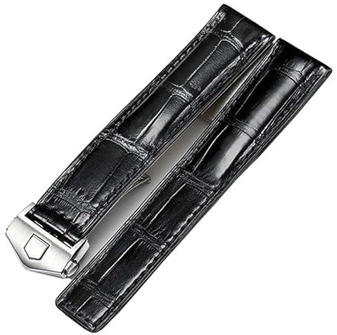 PURYN Maßgeschneidertes Krokodillederarmband für TAG Heuer Autavia Carrera Lederarmbänder, 20 mm, Achat