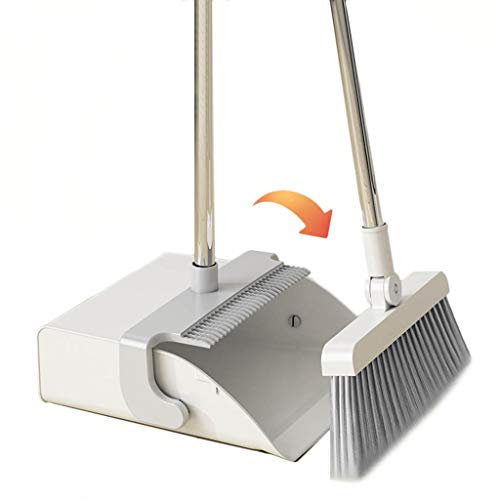AGrAdi NLIAN- Juego de Escoba y recogedor - Escoba y recogedor con Mango Largo/diseño de Bloqueo de Peine autolimpiante Dientes más Largos de 3 cm Rotación Flexible de 180 ° for Limpieza Recogedor
