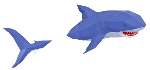 DINO SONO 3D Wanddeko Papiermodell Hai, 3D Origami shark, Papier, basteln, Papercraft, Wanddeko, Great White Shark, Kinderzimmerdeko, DIY Puzzle, Konzentration tranieren