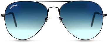 Royaltail Lunettes de soleil aviateur avec monture noire et verre noir - Unisexe - Protection UV