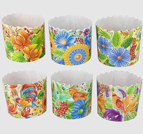 Backform - 5er Set für Osterkuchen Petrykivka aus Backpapier, H-8,5 cm, D-11 cm