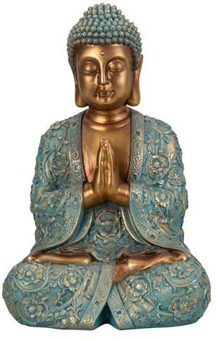 Lifestyle & More Skulptur Dekofigur Buddha aus Kunststein Gold/Mint grün Höhe 41,5cm Breite 28cm