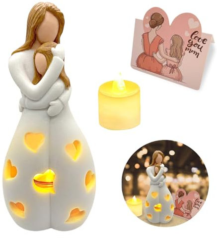 Shinybox Mama Geschenk, Geschenke für Mama von Tochter, Mutter und Tochter Kerzenhalter mit LED-Kerze, Kerzenhalter-Statue für Geburtstagsgeschenke, Muttertag, Weihnachten, Neujahr