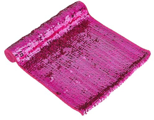 FINGERINSPIRE 1 m Violett Roter Elastischer Paillettenstoff 32 cm Breit Ployester Und PET Glitzer Paillettenstoff Metallischer Stretch Bling Paillette Stoff Glänzender Sequenzstoff Zum Nähen