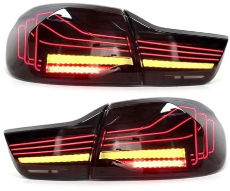 CXOCSOK Auto Rückleuchten für BMW 4 Series F82 M4 GTS 2014-2020,Auto Rückfahrscheinwerfer Bremslicht Nebelschlussleuchte Zubehör,Black-Rear Pair