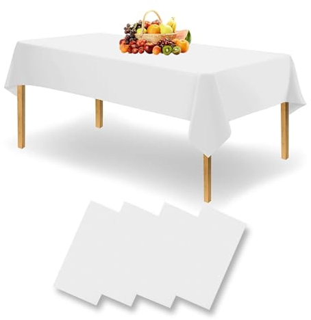 4 Stück Tischdecke Bierzeltgarnitur,Tischdecke Weiß, Einweg,Papiertischdecke Rolle,Wasserdicht Geburtstag Tischdecken, Geeignet für Hochzeit, Party, Kindergeburtstag, Weihnachten, 137 x 274 cm