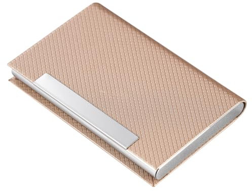 sundee Porte-cartes de visite professionnel en cuir et métal pour homme et femme, porte-cartes fin avec magnétique, portable et élégant pour les réseaux sociaux, café au lait, 24023 Lf-milk Coffee,