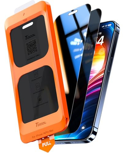 TOCOL für iPhone 14 Pro Max für Panzerglas Sichtschutz, Stoßfest Full Screen Auto-Installation 0 Blasen 9H Kratzfest Anti-Fingerabdruck folie für iPhone 14 Pro Max, Kompatibel mit Hülle, 2 Stück