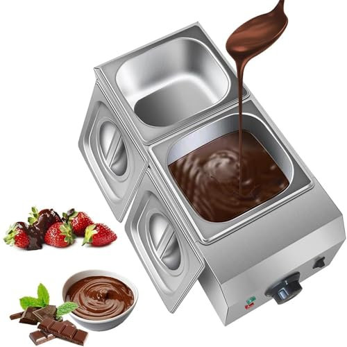 ​Professionelle Schokoladen-Temperiermaschine mit Doppeltopf – 600W Edelstahl Schmelzgerät für Schokoladenbrunnen, Fondue & Gewerbeküchen​