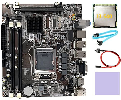 Sefdrert H55 Computer Motherboard Desktop Motherboard LGA1156 Supports I3 530 I5 760 Series CPU DDR3 Memory +I3 540 CPU+ Cable+Switch Cable+Thermal Pad
