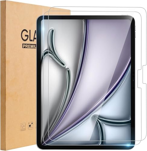 World biz 2 Pack Screen Protector for iPad 13 Inch(M2) / iPad Pro 13 Inch(M4) 2024, 9H Tempered Glass Film Guard, Anti-Scratch for iPad Pro 13 / iPad Air 13 2024 Release